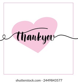 Handwritten inscription of Thank you. Hand drawn lettering. Thank you, card. vector illustration.