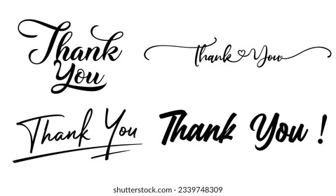 Handwritten inscription of Thank you.Hand drawn lettering.Thank you card. vector illustration