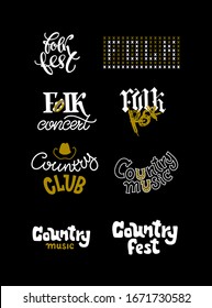 Handgeschriebene Inschriften zum Thema Volksmusik für Banner, Plakate, Poster und andere Werbeformen. Vektorillustration