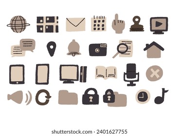 Handwritten Internet Web Icon Set