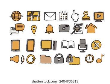 Conjunto de iconos web de Internet manuscrito