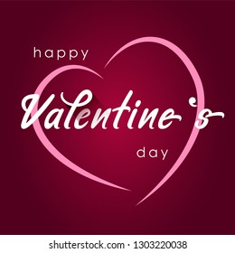 Handwritten isolated typography poster for Day of Love. Valentine`s Day postcard with painted heart. Vector. 
Vintage. Love.