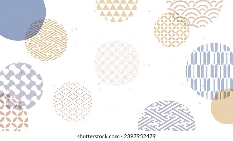
Handwritten Japanese pattern round frame background.
