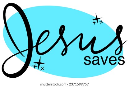 Handwritten Jesus saves in retro style, isolated 