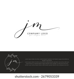 Diseño de logotipo JM escrito a mano con letras iniciales
