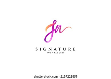 Logotipo de letra JN manuscrita, vector de firma simple