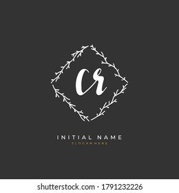 Handwritten letter C R CR for identity and logo. Vector logo template with handwriting and signature style.