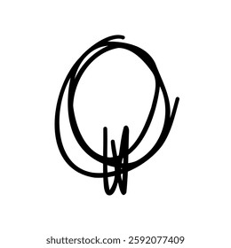 Handwritten letter q of latin english language. Black font symbol in hand drawn doodle style. Vector illustration isolated on white background. For presentation, logo, branding, font, education.