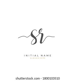 Handwritten letter S R SR for identity and logo. Vector logo template with handwriting and signature style.