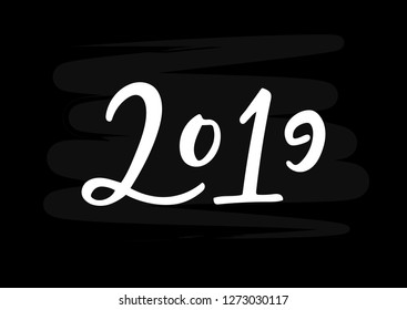  Handwritten lettering of 2019. Vector illustration.
