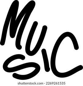 Handwritten lettering art, icon, vector. All about music. It can be used for social media contents, presentations, cards, poster
