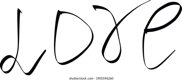 Handwritten lettering in black on a white background "Love"