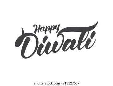 Handwritten lettering composition of Happy Diwali. Vector illustration