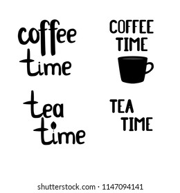 Handwritten lettering design elements for cafe decoration .