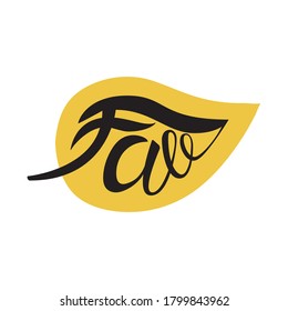 Handwritten lettering fall in shape leaf. Vector illustration. 