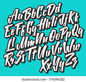 Handwritten lettering font. Vector comic alphabet.