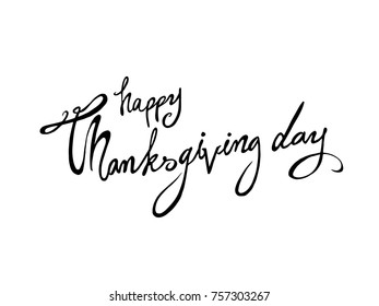 Handwritten lettering / Happy Thanksgiving Day - vector