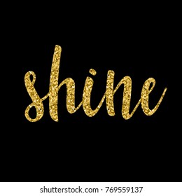 Handwritten lettering isolated on black. Doodle handmade quote. Gold texture. 