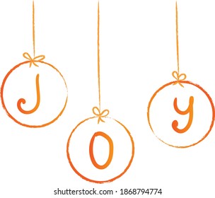 Handwritten lettering Joy on New Year decorations in one stroke style