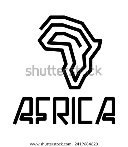 Handwritten lettering. Logo template. Modern design with text. Stylish calligraphy Africa. Stylized image of the continent of Africa. Vector illustration.