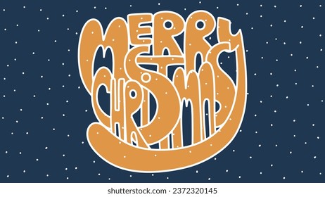 Handwritten lettering "Merry Christmas". Vector hand drawn illustration