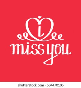 Handwritten Lettering Miss You Stock Vector (Royalty Free) 584470105 ...