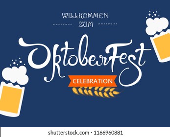 ”Oktoberfest” Handwritten Lettering or Oktoberfest Typography Design for Celebration 2018.