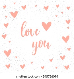 Handwritten lettering on white. Doodle handmade love you quote and hand drawn heart for design t-shirt, wedding card, bridal invitation, valentine's day brochures,  scrapbook, album etc. 