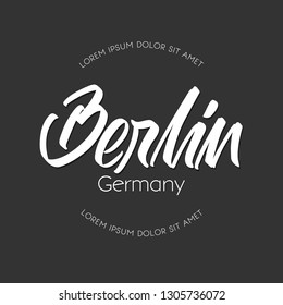 Handwritten lettering, phrase for design.Design element.Berlin.Germany.