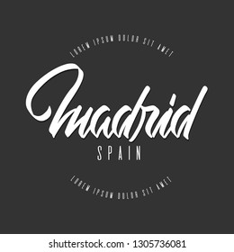 Handwritten lettering, phrase for design.Design element.Spain.Madrid.