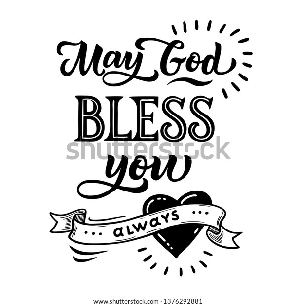 Handwritten Lettering Phrase May God Bless Stock Vector (Royalty Free