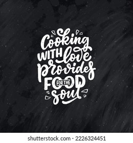 Cita escrita a mano sobre cocina y cocina. Dibujar a mano un elemento de diseño de tipografía único para tarjetas de felicitación, decoración, impresiones y afiches.