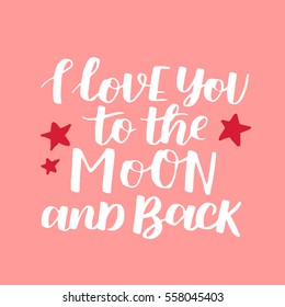 handwritten lettering quote about love to valentines day design or wedding invitation, home decor and other. calligraphy vector illustration. white and red brush ink on peachy pink isolated background