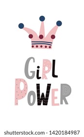 Handwritten lettering quote - Girl Power. International womens day graphic in vector