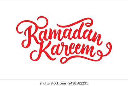 Handgeschriebener Schriftzug Ramadan Kareem. Vektor-Illustration der islamischen Feiertagsphrase. Rote Kalligraphie auf weißem Hintergrund.