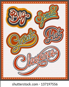 Handwritten lettering set - Big, Special, Hot, Great, Clearance
