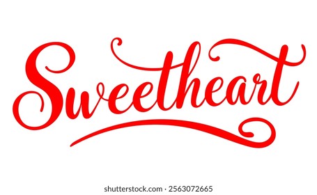 Handwritten lettering 'Sweetheart.' Perfect template for a greeting card. Vector graphics isolated on white background.