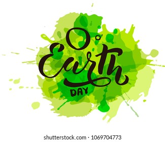 Handwritten lettering text 'Earth Day' with plots. Vector sketched text for postcard banner template. typography for eco friendly ecology concept. World environment background.