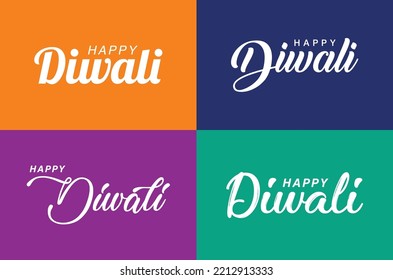 Composición de tipo de letra manuscrita de Happy Diwali. Ilustración vectorial.