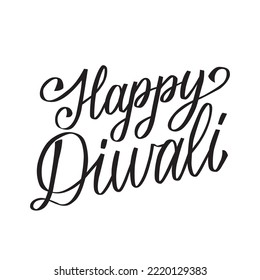 Handwritten lettering type composition of Happy Diwali. Vector illustration. India festival of lights celebrate card template. Creative typography for holiday greetings and invitations.