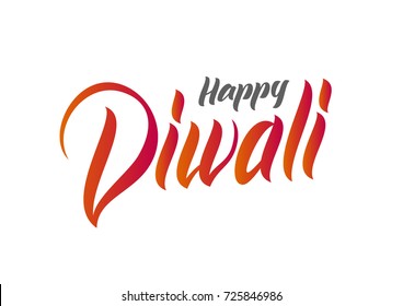 Handwritten lettering type composition of Happy Diwali on white background. Vector illustration 