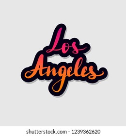 Handwritten lettering typography Los Angeles. Drawn art sign. Greetings for logotype, badge, icon, card, postcard, logo, banner, tag. Vector illustration EPS 10.