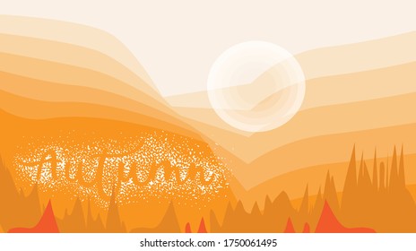 Handwritten lettering vector. Autumn landscape