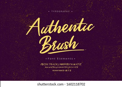 Handwritten lettering vector font alphabet, Authentic Brush. Vector font.