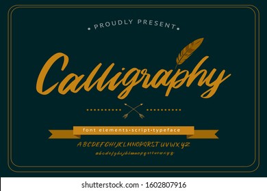 Handwritten lettering vector font alphabet lowercase and uppercase. Calligraphy decorative ABC alphabet isolated. Hand lettering and custom typography for your designs, logo, poster, card.