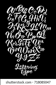 Handwritten lettering vector font alphabet. 