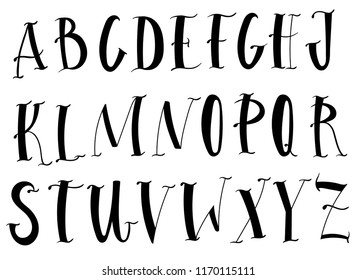 Handwritten lettering vector font aphabet on white