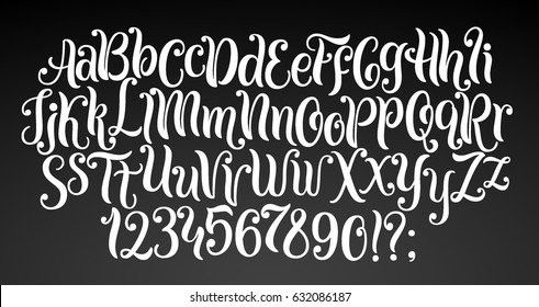 Handwritten lettering vector font aphabet