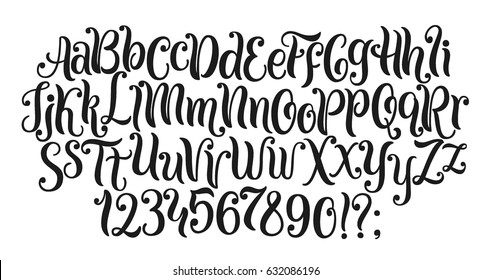 Handwritten lettering vector font aphabet