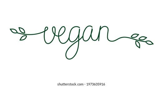 Handwritten lettering Vegan. Vector element for labels, logos, badges, stickers or icons.  Vegan menu